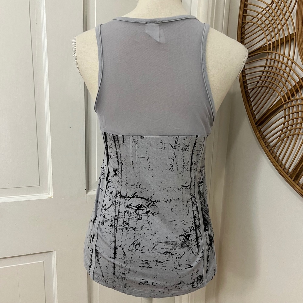 True Y2K Lace Up Affliction Tank Top L Grunge Emo Goth Biker Indie Mesh - Picture 6 of 8